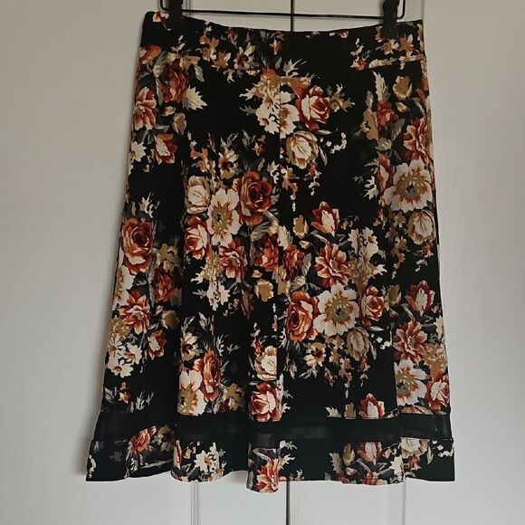Faith and Joy Orange Black A-Line Skirt Casual Resort Wear - Picture 4 of 16